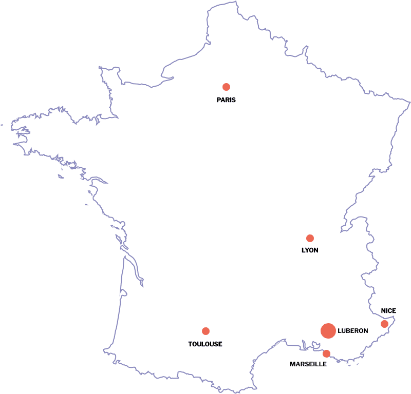 Carte région sud de la France