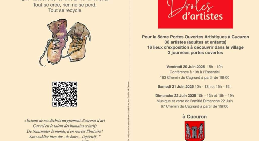 5ème Portes Ouvertes Artistiques à Cucuron : Festival d'Arts et Déchets par le collectif Drôles d'Artistes  lors de la Fête de la musique Juin 2025_Cucuron