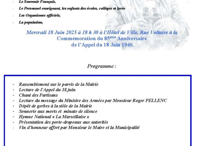 Commémoration du 85ème anniversaire de l'appel du 18 juin 1940_Pertuis